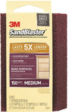 3M SandBlaster 9562 Sanding Sponge, 4-1/2 in L, 2-1/2 in W, 150 Grit, Medium, Aluminum Oxide Abrasive