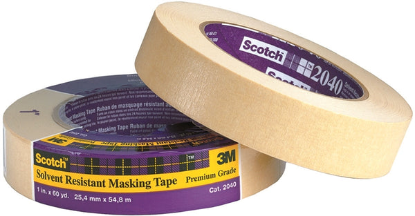 Scotch 2040-1A-BK Masking Tape, 60 yd L, 1 in W, Paper Backing, Natural