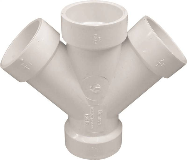 IPEX 192352 Double Pipe Wye, 2 in, Hub, PVC, White, SCH 40 Schedule