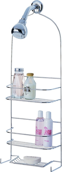 Simple Spaces SS-5786-PE-3L Shower Caddy, 3-Shelf, Steel, 10 in OAW, 27-3/4 in OAH, 4-1/4 in OAD, 10 lb