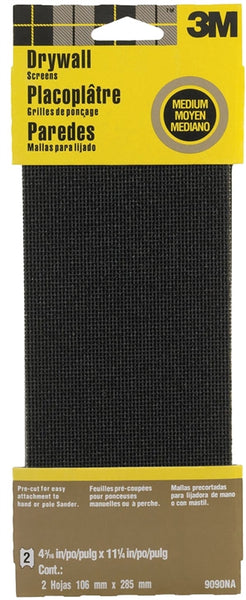 3M 9090 Sanding Screen, 11 in L, 4-3/8 in W, 80 Grit, Medium, Silicone Carbide Abrasive, Cloth Backing