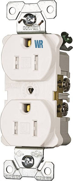 Eaton Wiring Devices TWRBR15W-BXSP Duplex Receptacle, 2 -Pole, 15 A, 125 V, Back, Side Wiring, NEMA: 5-15R, White