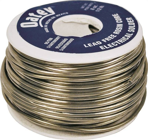 Oatey 53171 Rosin Core Wire Solder, 1/2 lb, Solid, Silver, 450 to 464 deg F Melting Point