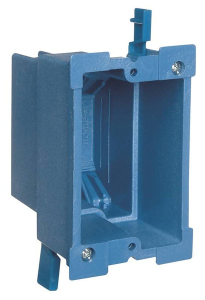 Carlon BH118R Outlet Box, 1 -Gang, PVC, Blue, Clamp Mounting