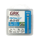 GRK Fasteners PHEINOX Series 37730 Screw, #8 Thread, 2-1/2 in L, Coarse Thread, Round Head, Star Drive, Stainless Steel