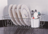 Simple Spaces Dish Drainer with Cutlery Basket, 20 lb Capacity, 18 in L, 13-1/2 in W, 5-1/2 in H, Steel