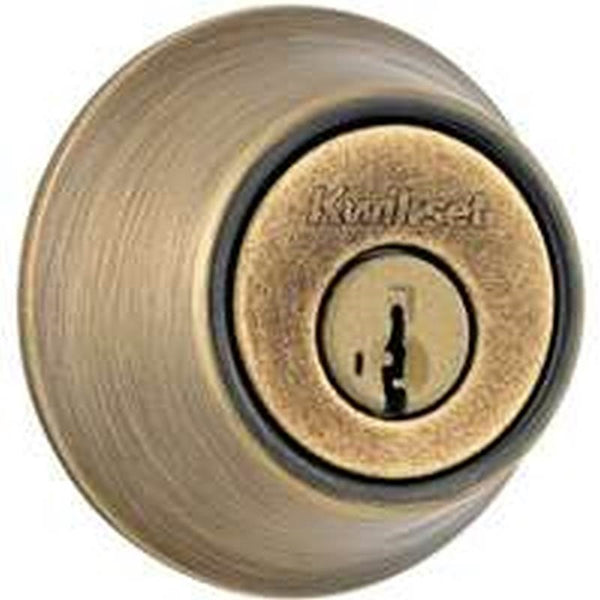 Kwikset 660 5 RCAL RCS Deadbolt, Different, Smartkey Key, Steel, Antique Brass, 2-3/8 to 2-3/4 in Backset