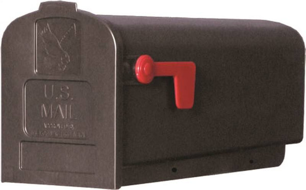 Gibraltar Mailboxes Parson Series PL10B0201 Rural Mailbox, 875 cu-in Capacity, Plastic, 7.9 in W, 19.4 in D, 9.6 in H