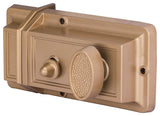 ProSource Rim Night Latch, Keyed Different Key, Brass, Brass, KW1 Keyway, 1-2-3/8 in Thick Door