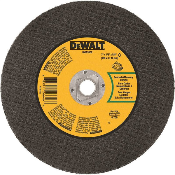 DeWALT DWA3502 Cutting Wheel, 7 in Dia, 1/8 in Thick, 5/8 in Arbor, Aluminum Oxide Abrasive