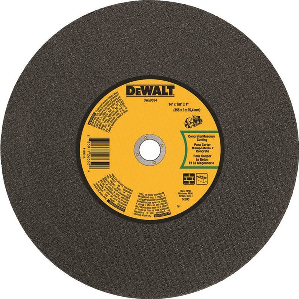 DeWALT DWA8034 Cutting Wheel, 14 in Dia, 1/8 in Thick, 1 in Arbor, Coarse, Silicone Carbide Abrasive