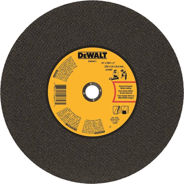 DeWALT DWA8011 Cutting Wheel, 14 in Dia, 7/65 in Thick, 1 in Arbor, Aluminum Oxide Abrasive