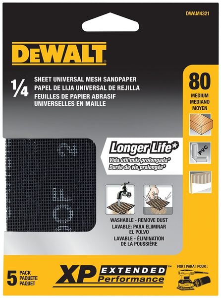 DeWALT DWAM4321 Sandpaper, 5-1-2 in L, 4-1-2 in W, Medium, 80 Grit, Silicone Carbide Abrasive