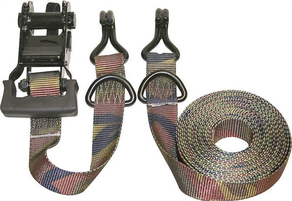 KEEPER 03548 Tie-Down, 1-1/4 in W, 16 ft L, Camouflage, 1000 lb, J-Hook End Fitting