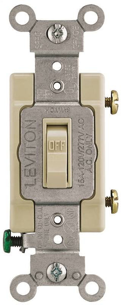 Leviton 54501-2I Switch, 15 A, 120/277 V, Lead Wire Terminal, NEMA WD-1, WD-6, Thermoplastic Housing Material