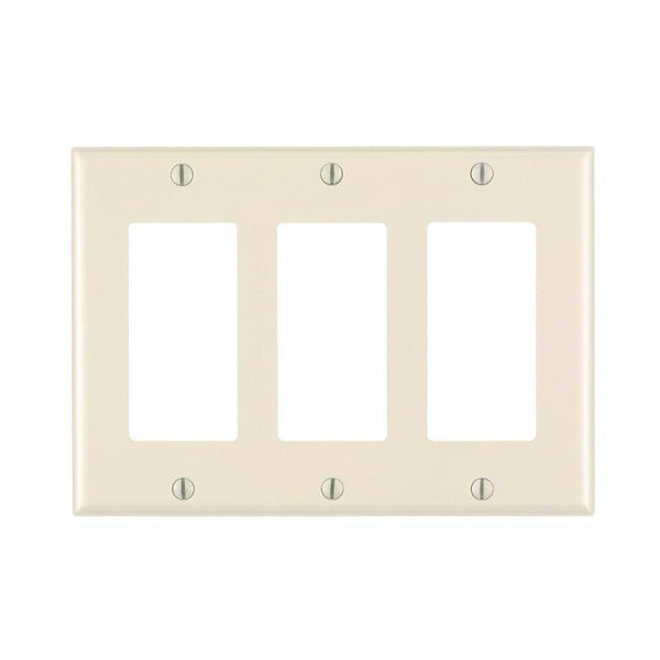 Decora 80411-T Wallplate, 4-1/2 in L, 6.37 in W, 3 -Gang, Thermoset Plastic, Light Almond, Smooth