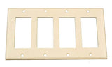 Decora 80412-T Wallplate, 4-1/2 in L, 8.18 in W, 4 -Gang, Thermoset Plastic, Light Almond, Smooth