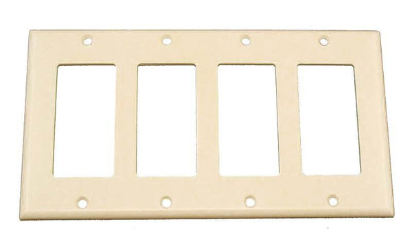 Decora 80412-T Wallplate, 4-1/2 in L, 8.18 in W, 4 -Gang, Thermoset Plastic, Light Almond, Smooth