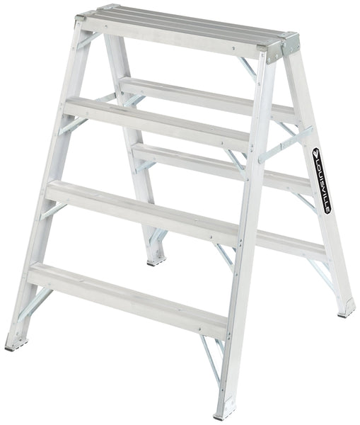 Louisville L-2032-04 Sawhorse, 300 lb, 36-1/4 in W, 48-3/4 in H, 8-5/8 in D, Aluminum, Silver