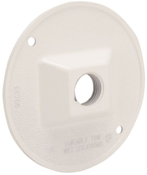 HUBBELL 5193-6 Cluster Cover, 4-1/8 in Dia, 4-1/8 in W, Round, Metal, White, Powder-Coated