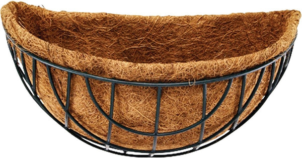 Landscapers Select Wall Basket with Natural Coconut Liner, Half-Circle, 22 lb Capacity, Matte Black