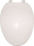 ProSource Q-019-WH Toilet Seat, Elongated, Polypropylene, White, Plastic Hinge