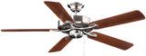 Boston Harbor Ceiling Fan, 5-Blade, Dark Walnut Blade, 52 in Sweep, MDF Blade, 3-Speed