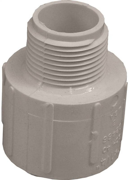 LASCO 436132BC Pipe Adapter, 1-1/4 x 1 in, Slip x MIP, PVC, SCH 40 Schedule