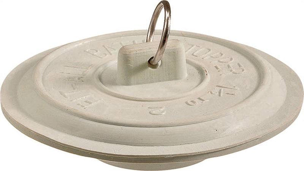 Plumb Pak PP820-4 Tub Stopper with Ring, Rubber, White, For: Laundry and Bathtubs with 1-1/2 to 2 in Drain