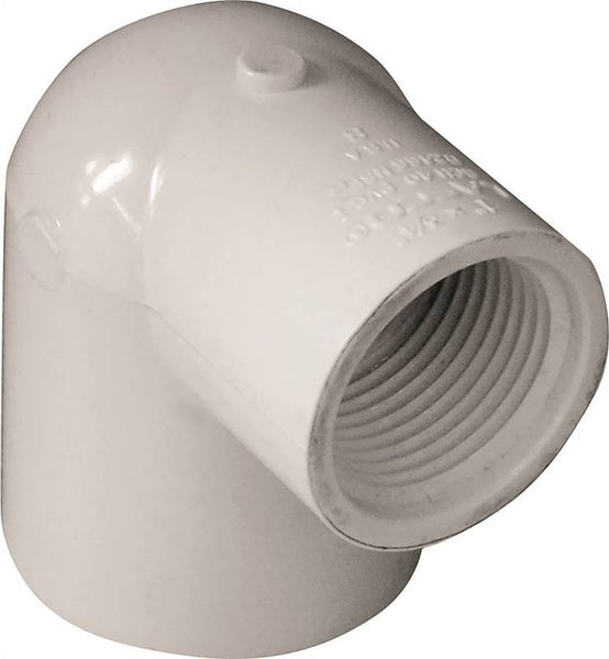 LASCO 407131BC Pipe Elbow, 1 x 3/4 in, Slip x FPT, 90 deg Angle, PVC, White, SCH 40 Schedule