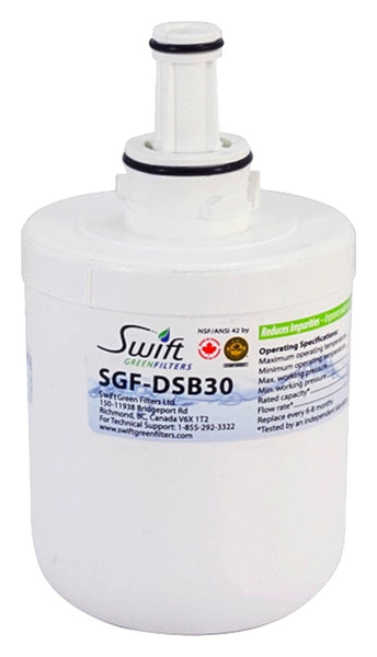SWIFT GREEN FILTERS SGF-DSB30 Refrigerator Water Filter, 0.5 gpm, Coconut Shell Carbon Block Filter Media