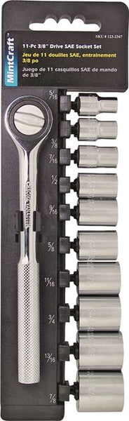 Vulcan 11PC-3S Socket Set, Chrome Vanadium Steel, Chrome