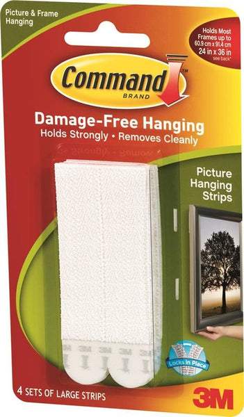 Command 17206 Picture Hanging Strip, 4 lb/set, Foam, White