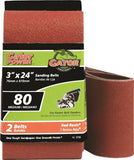 Gator 3156 Sanding Belt, 3 in W, 24 in L, 80 Grit, Medium, Aluminum Oxide Abrasive