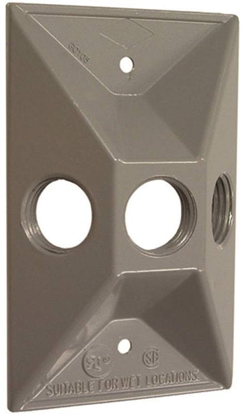 HUBBELL 5189-5 Cluster Cover, 4-19/32 in L, 2-27/32 in W, Rectangular, Zinc, Gray, Powder-Coated
