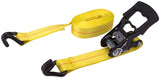 ProSource FH64071 Tie-Down, 1-1/2 in W, 15 ft L, Polyester Webbing, Metal Ratchet, Yellow, 1666 lb, Steel End Fitting