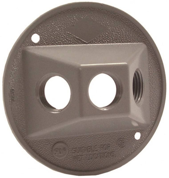 HUBBELL 5197-5 Cluster Cover, 4-1/8 in Dia, 4-1/8 in W, Round, Metal, Gray, Powder-Coated