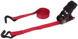 ProSource FH64057 Tie-Down, 1 in W, 14 ft L, Polyester Webbing, Metal Ratchet, Red, 500 lb, Double J-hook End Fitting