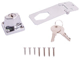 ProSource Safety Hasp, 3-1/2 in L, 3-1/2 in W, Steel, Chrome