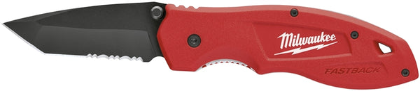Milwaukee FASTBACK Series 48-22-1530 Utility Knife, 3 in L Blade, Stainless Steel Blade, Contour-Grip Handle, Red Handle