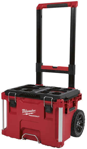 Milwaukee PACKOUT 48-22-8426 Rolling Tool Box, 250 lb, Plastic, Red, 18.6 in L x 22.1 in W x 25.6 in H Outside