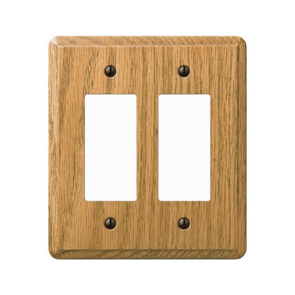 AmerTac Contemporary 901RRL Wallplate, 5-3/8 in L, 4-7/8 in W, 2 -Gang, Oak Wood, Light Oak