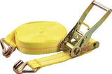 ProSource FH64072 Tie-Down, 2 in W, 40 ft L, Polyester Webbing, Metal Ratchet, Yellow, 3333 lb, Steel End Fitting