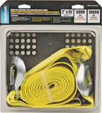 ProSource FH64061 Emergency Tow Strap, 10,000 lb, 2 in W, 15 ft L, Hook End, Polyester Webbing, Steel Hook, Yellow