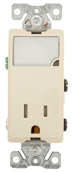 Eaton Cooper Wiring TR7735LA-BOX LED Wall Box Nightlight Combination, 1 -Pole, 15 A, 125 V, Light Almond