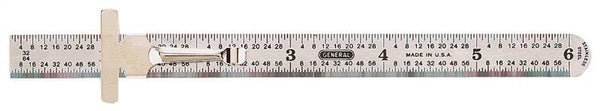 GENERAL 300/1 Precision Measuring Ruler, SAE Graduation, Stainless Steel, 3-7/8 in W