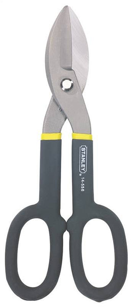 STANLEY FMHT73571/14-556 Tinner Snip, 10 in OAL, 2 in L Cut, Straight Cut, Alloy Steel Blade, Black/Yellow Handle