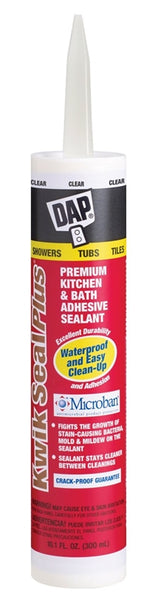 DAP KWIK SEAL PLUS 18516 Adhesive Sealant, Clear, 24 hr Curing, -20 to 150 deg F, 10.1 oz Tube