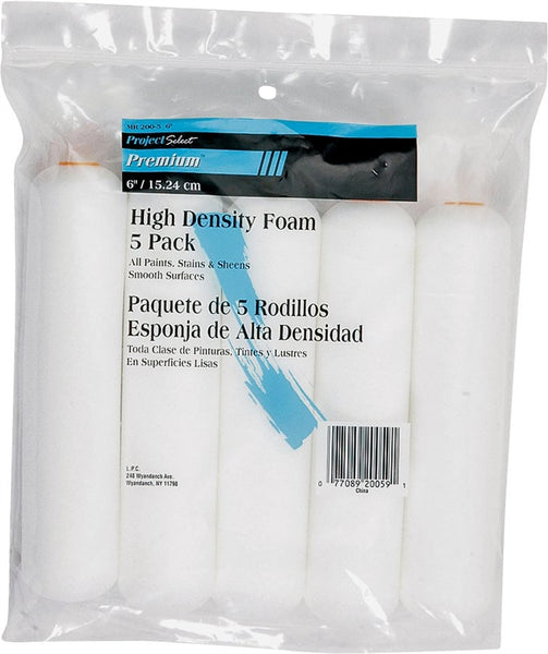 Linzer MR200-5-6 Paint Roller Cover, 1/4 in Thick Nap, 6 in L, Foam Cover, White