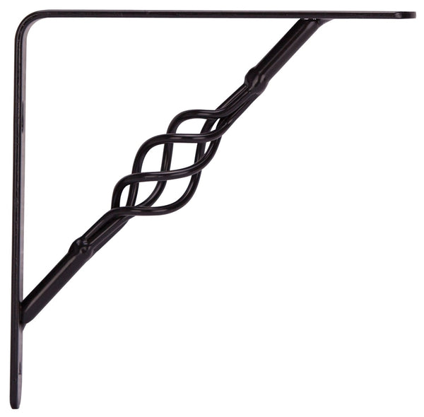 ProSource SB-013PS Decorative Shelf Bracket, 132 lb/Pair, 6 in L, 6 in H, Steel, Black